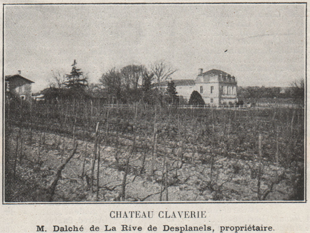 GRAVES. PODENSAC. Chateau Claverie. Desplanels. Bordeaux. SMALL 1908 old print